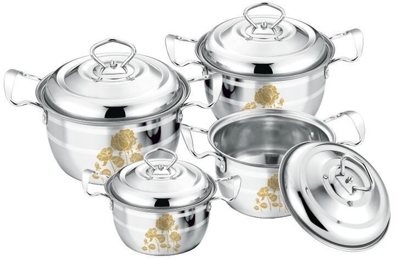 Silver Stainless Steel Cooking Pans , Non - Stick Stainless Steel Sauce Pot